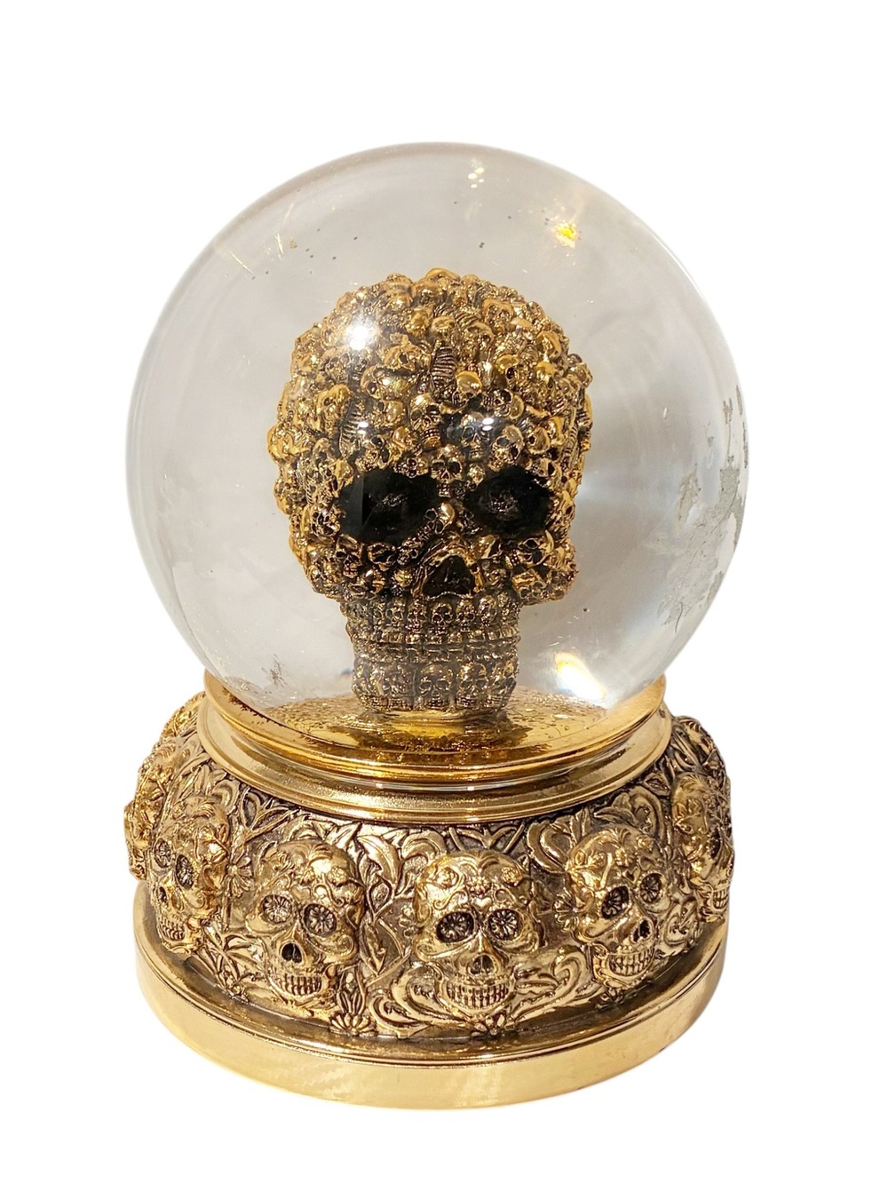 Christian Lacroix Halloween Gold Skeleton Skull Water Globe Witchy Halloween